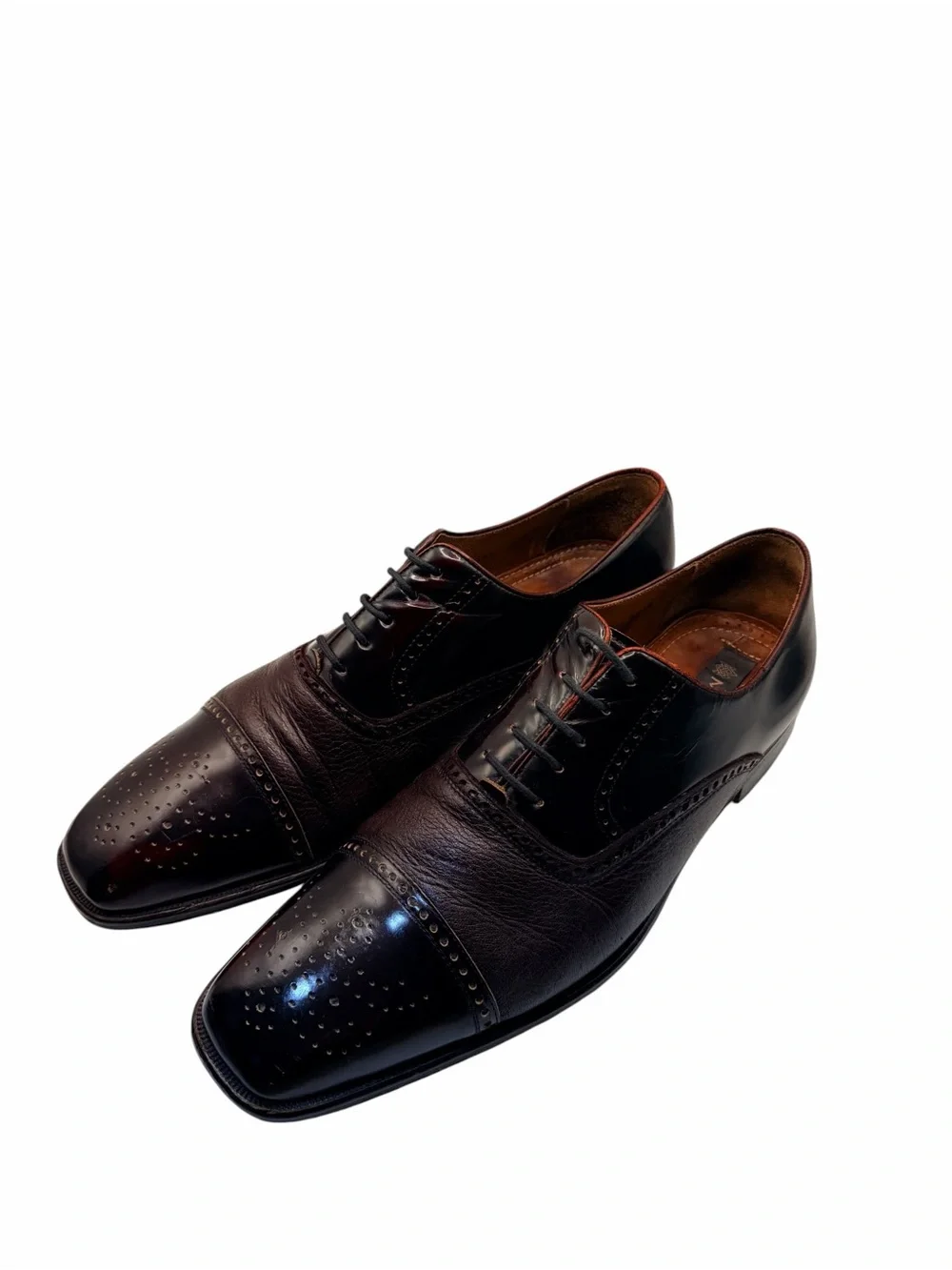 Mezlan Cap Toe Oxford Dress Shoes Mens 11 M Brown Burgundy Leather Made in Spain